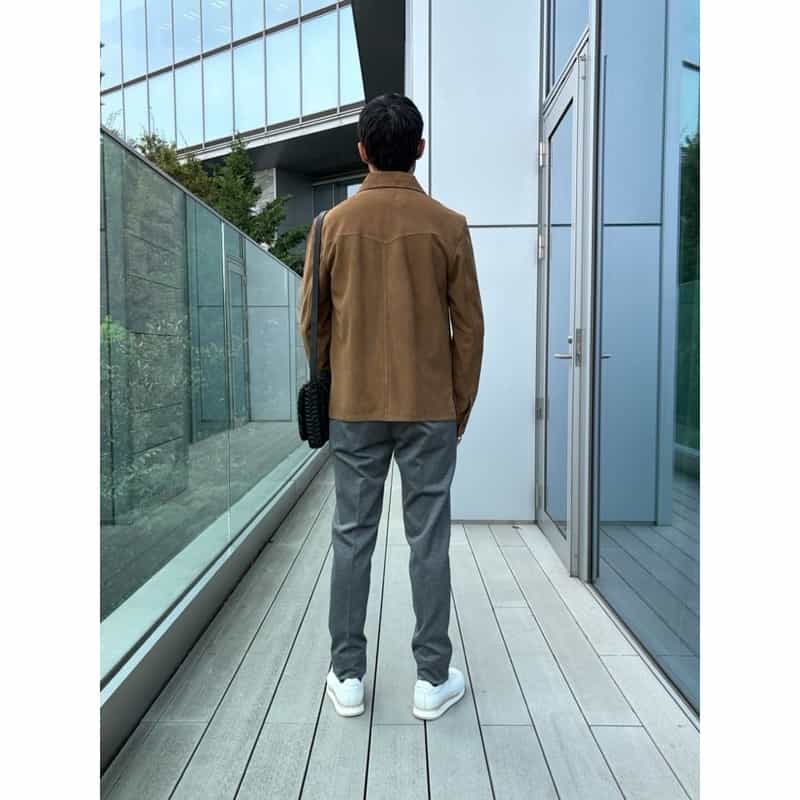 BARNEYS NEW YORK スエード素材レザーシャツジャケット BROWN