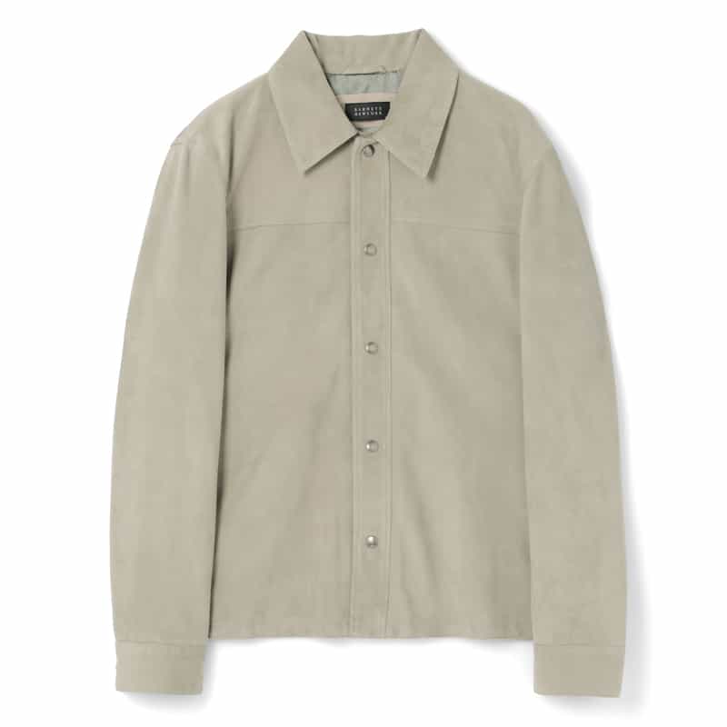 BARNEYS NEW YORK スエード素材レザーシャツジャケット LIGHT GRAY
