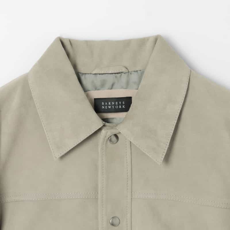 BARNEYS NEW YORK スエード素材レザーシャツジャケット LIGHT GRAY
