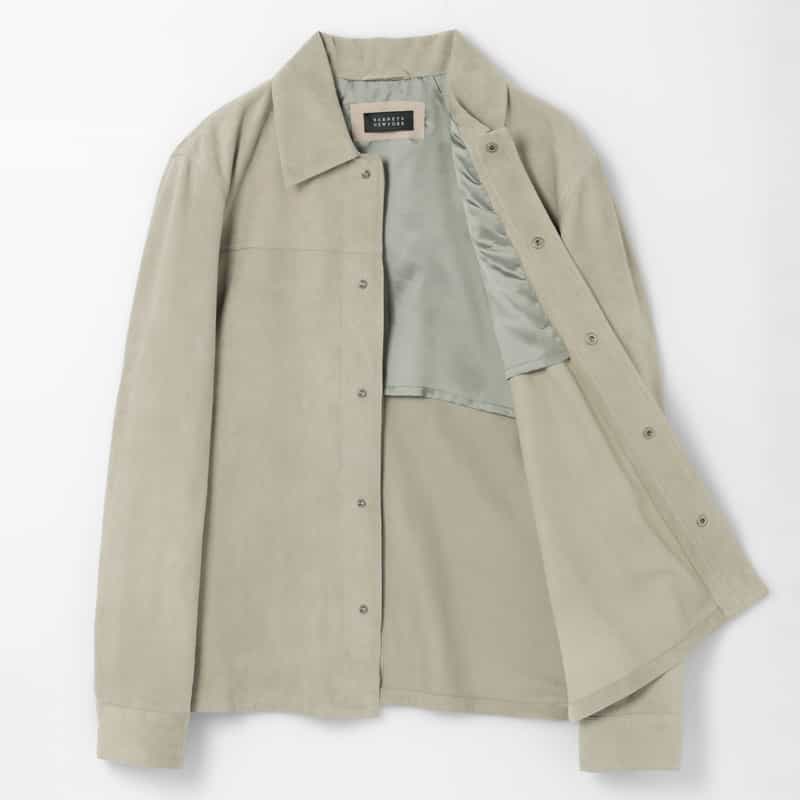BARNEYS NEW YORK スエード素材レザーシャツジャケット LIGHT GRAY