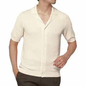 MAURO OTTAVIANI＜マウロ オッタヴィアーニ＞ バーニーズ　ニューヨーク限定 シルクコットン素材オープンカラーニットシャツ