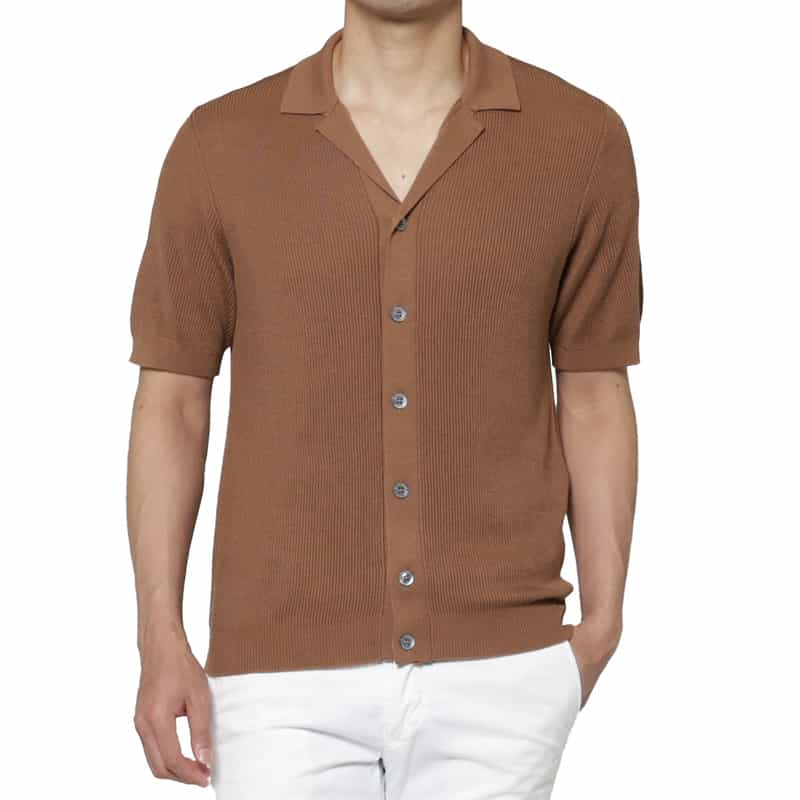 MAURO OTTAVIANI＜マウロ オッタヴィアーニ＞ バーニーズ　ニューヨーク限定 シルクコットン素材オープンカラーニットシャツ