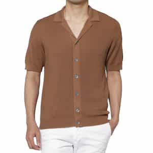 MAURO OTTAVIANI＜マウロ オッタヴィアーニ＞ バーニーズ　ニューヨーク限定 シルクコットン素材オープンカラーニットシャツ