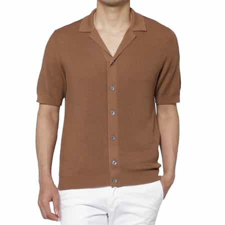 MAURO OTTAVIANI＜マウロ オッタヴィアーニ＞ バーニーズ　ニューヨーク限定 シルクコットン素材オープンカラーニットシャツ