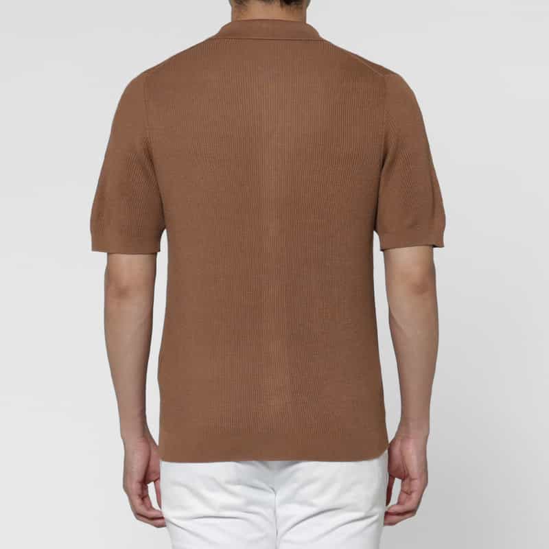 MAURO OTTAVIANI MAURO OTTAVIANI＜マウロ オッタヴィアーニ＞ バーニーズ　ニューヨーク限定 シルクコットン素材オープンカラーニットシャツ BEIGE