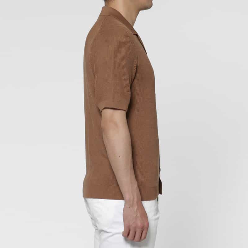 MAURO OTTAVIANI MAURO OTTAVIANI＜マウロ オッタヴィアーニ＞ バーニーズ　ニューヨーク限定 シルクコットン素材オープンカラーニットシャツ BEIGE