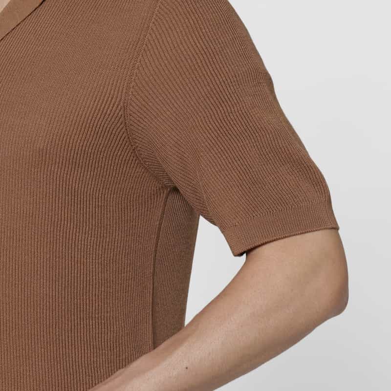 MAURO OTTAVIANI MAURO OTTAVIANI＜マウロ オッタヴィアーニ＞ バーニーズ　ニューヨーク限定 シルクコットン素材オープンカラーニットシャツ BEIGE