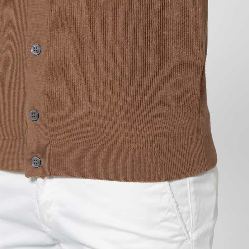 MAURO OTTAVIANI MAURO OTTAVIANI＜マウロ オッタヴィアーニ＞ バーニーズ　ニューヨーク限定 シルクコットン素材オープンカラーニットシャツ BEIGE