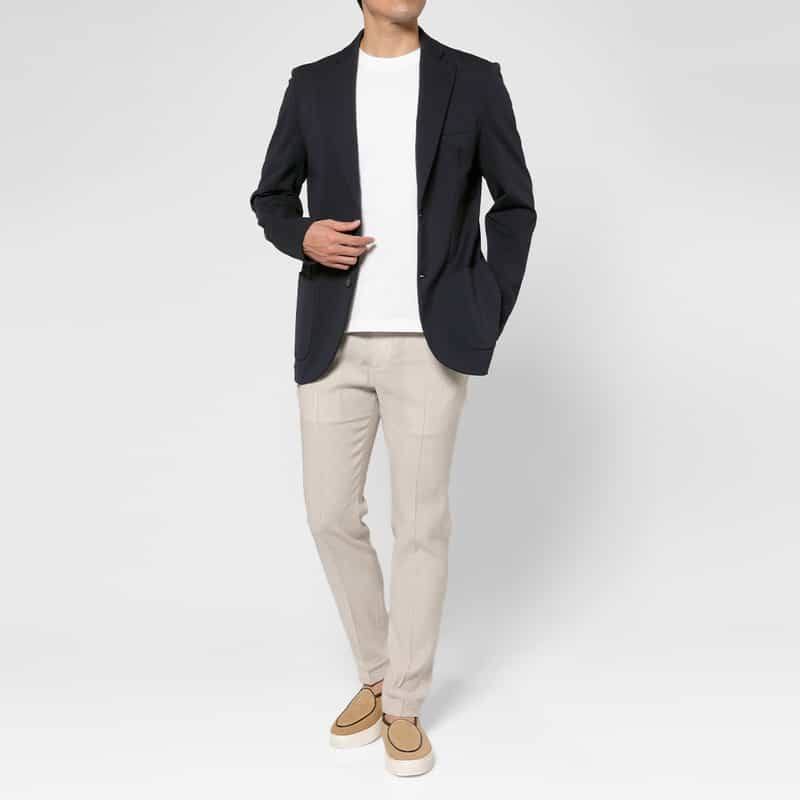 GIABSARCHIVIO GIABSARCHIVIO＜ジャブスアルキヴィオ＞ ウォッシャブル ジャージージャケット"STROZZI" NAVY