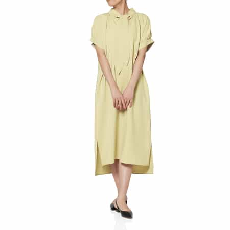 ウォッシャブル シャンブレー素材ボウタイドレス