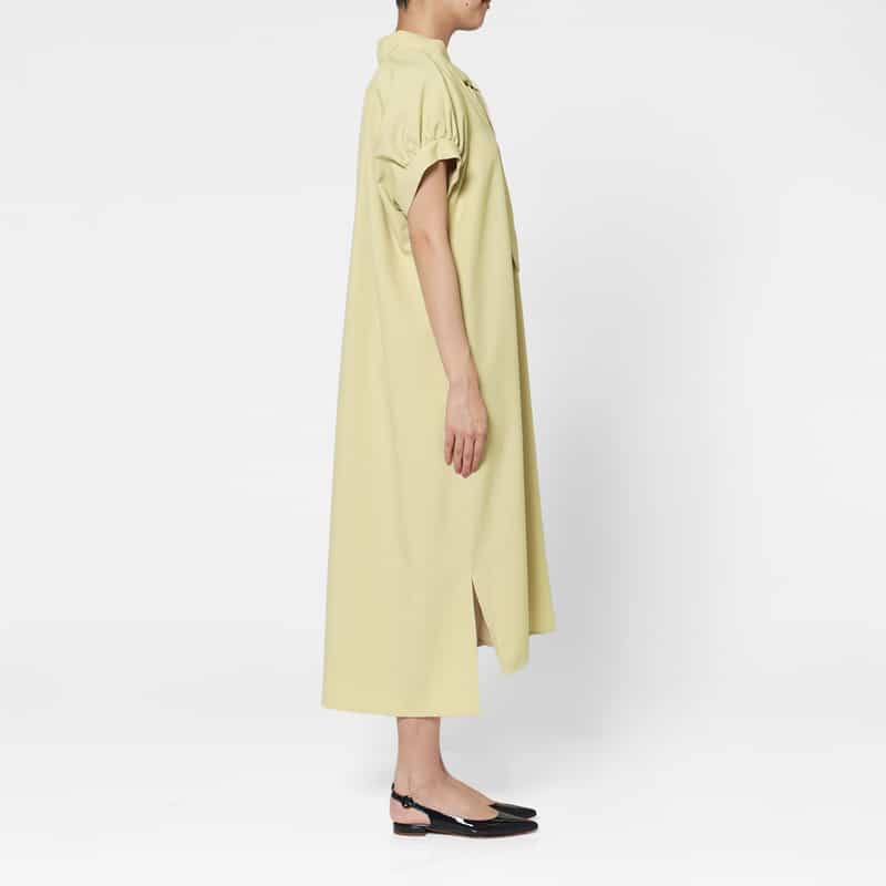 BARNEYS NEW YORK ウォッシャブル シャンブレー素材ボウタイドレス BEIGE