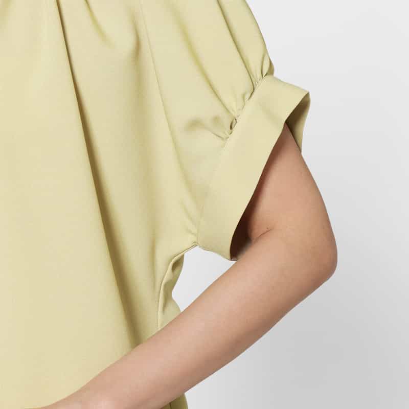 BARNEYS NEW YORK ウォッシャブル シャンブレー素材ボウタイドレス BEIGE