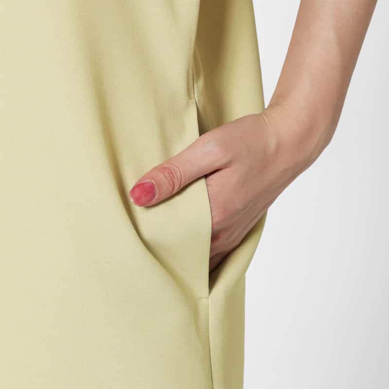 BARNEYS NEW YORK ウォッシャブル シャンブレー素材ボウタイドレス BEIGE