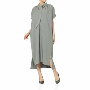 ウォッシャブル シャンブレー素材ボウタイドレス