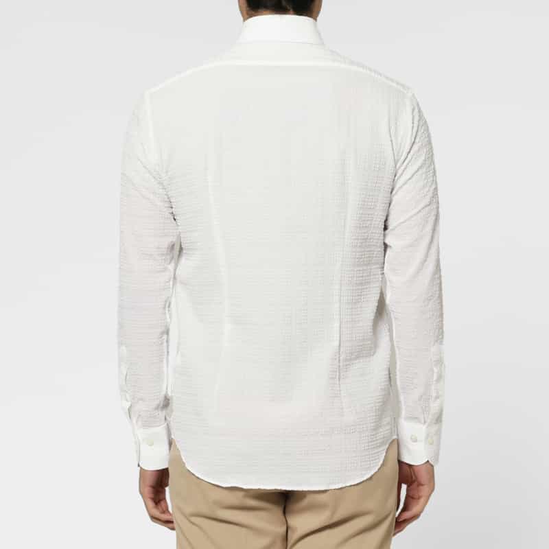 BARNEYS NEW YORK ブロックサッカー地カジュアルシャツ WHITE