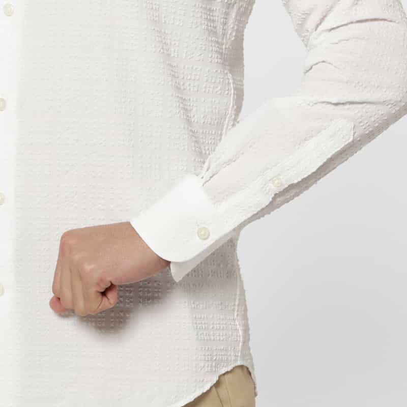 BARNEYS NEW YORK ブロックサッカー地カジュアルシャツ WHITE