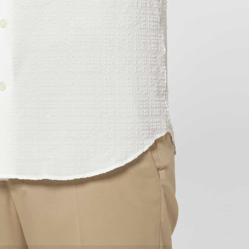 BARNEYS NEW YORK ブロックサッカー地カジュアルシャツ WHITE