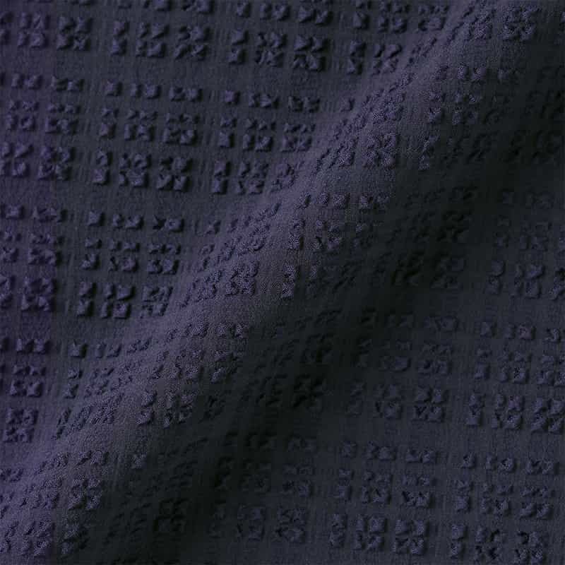 BARNEYS NEW YORK ブロックサッカー地カジュアルシャツ NAVY