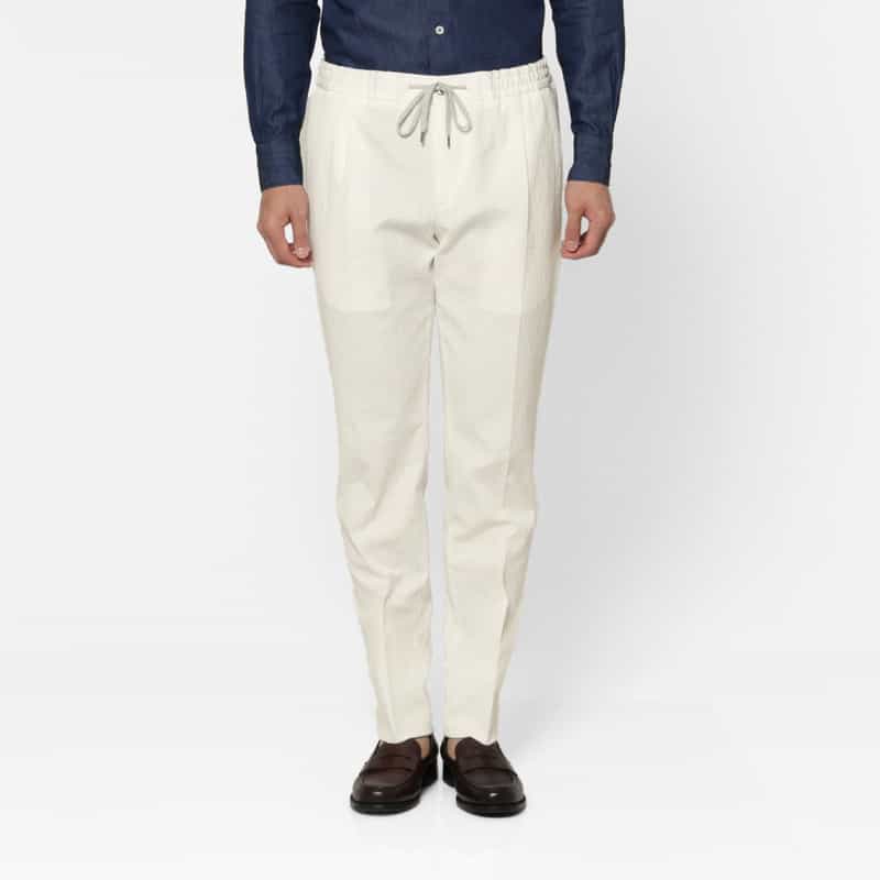 PT TORINO PT TORINO＜ピーティー トリノ＞ シアサッカー素材ストレッチパンツ"JOGGER" WHITE