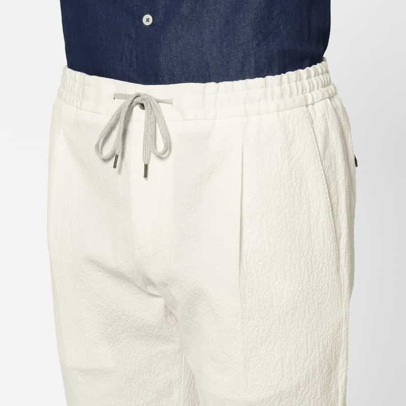 PT TORINO PT TORINO＜ピーティー トリノ＞ シアサッカー素材ストレッチパンツ"JOGGER" WHITE