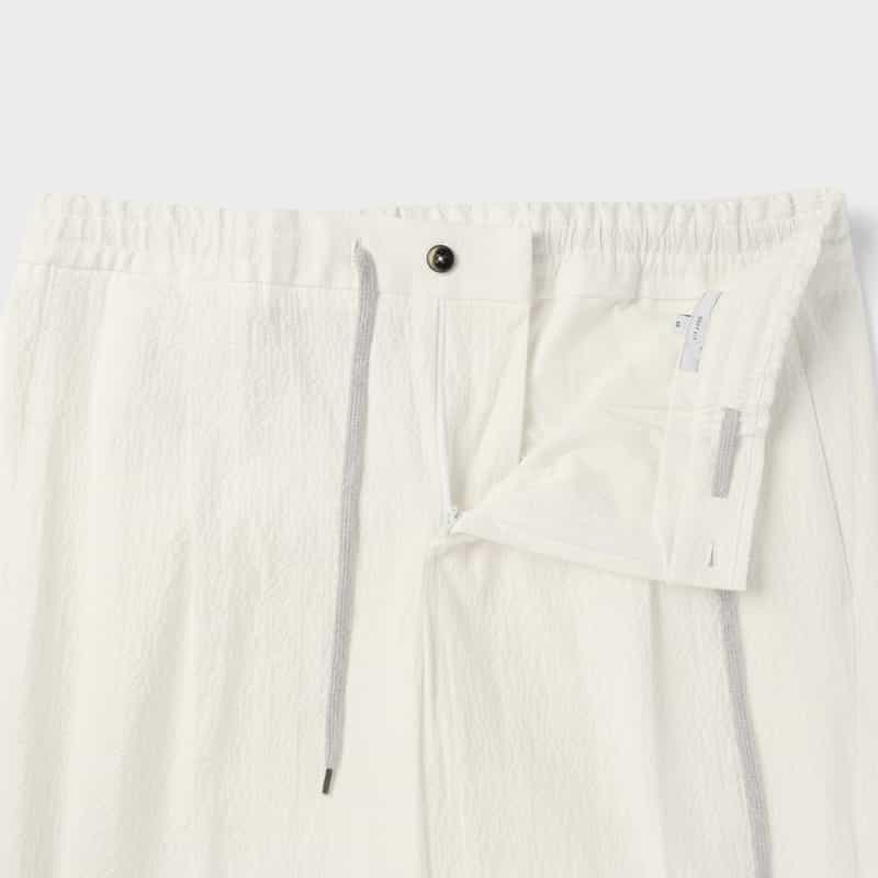 PT TORINO PT TORINO＜ピーティー トリノ＞ シアサッカー素材ストレッチパンツ"JOGGER" WHITE