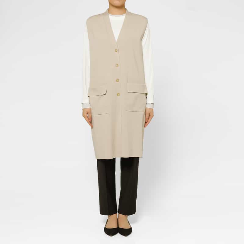 BARNEYS NEW YORK ロングニットジレ IVORY