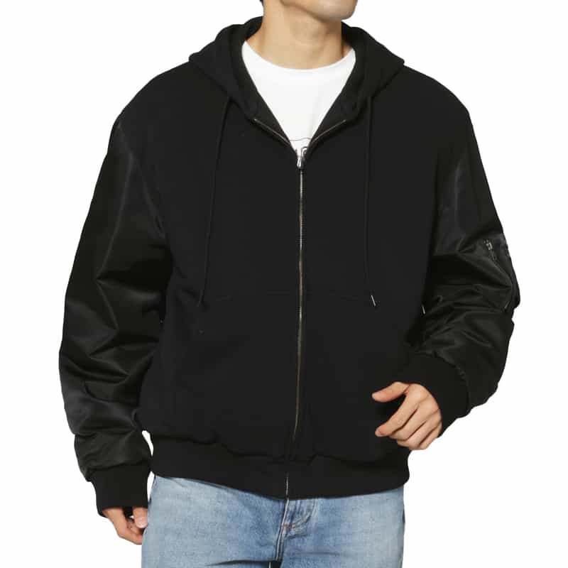 MM6 MAISON MARGIELA MM6 MAISON MARGIELA＜エムエム6 メゾン マルジェラ＞ コンビネーション スウェットジップアップパーカー BLACK