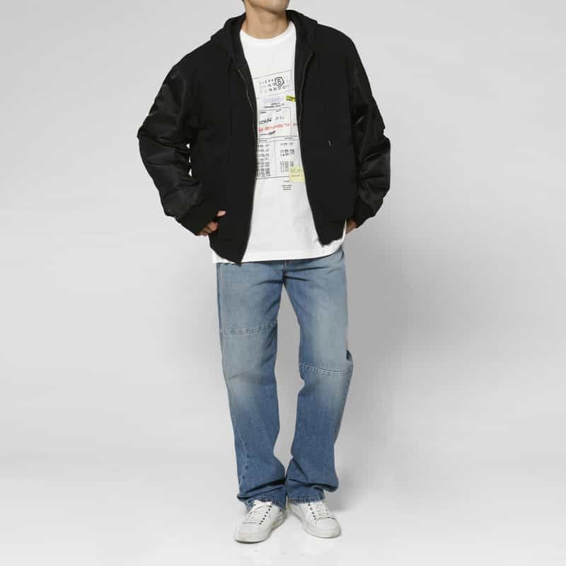 MM6 MAISON MARGIELA MM6 MAISON MARGIELA＜エムエム6 メゾン マルジェラ＞ コンビネーション スウェットジップアップパーカー BLACK