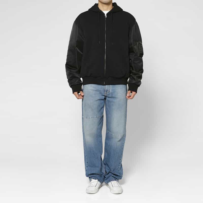 MM6 MAISON MARGIELA MM6 MAISON MARGIELA＜エムエム6 メゾン マルジェラ＞ コンビネーション スウェットジップアップパーカー BLACK