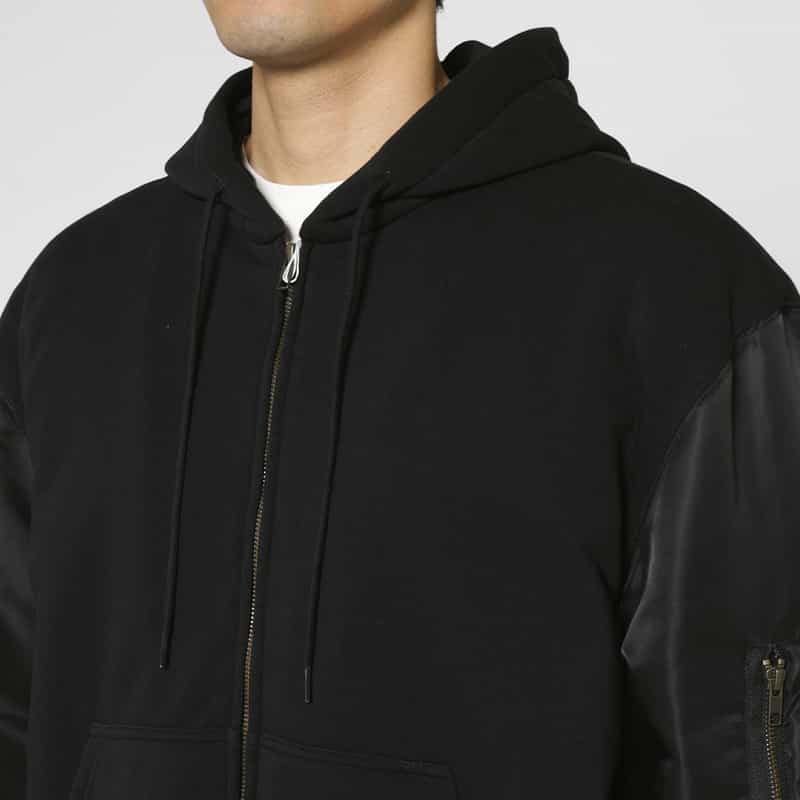 MM6 MAISON MARGIELA MM6 MAISON MARGIELA＜エムエム6 メゾン マルジェラ＞ コンビネーション スウェットジップアップパーカー BLACK