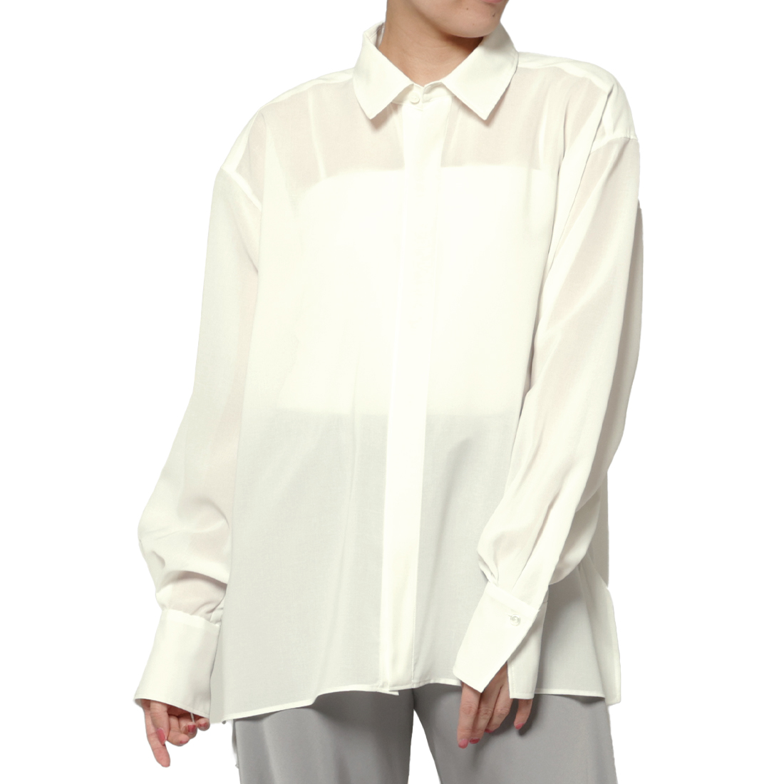 ウォッシャブル オーガンジー オーバーシャツ