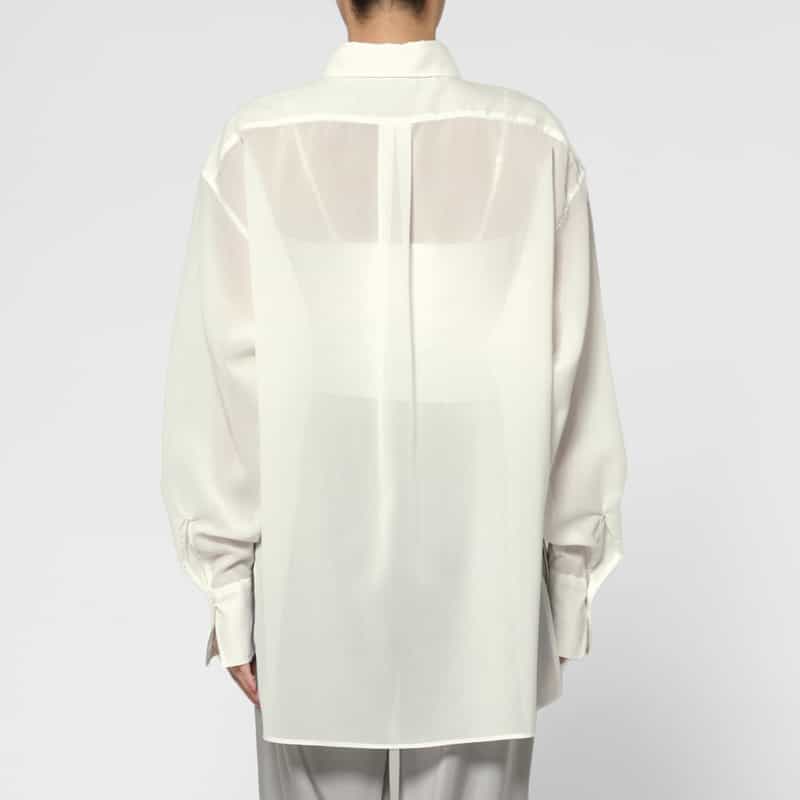 BARNEYS NEW YORK ウォッシャブル オーガンジー オーバーシャツ WHITE