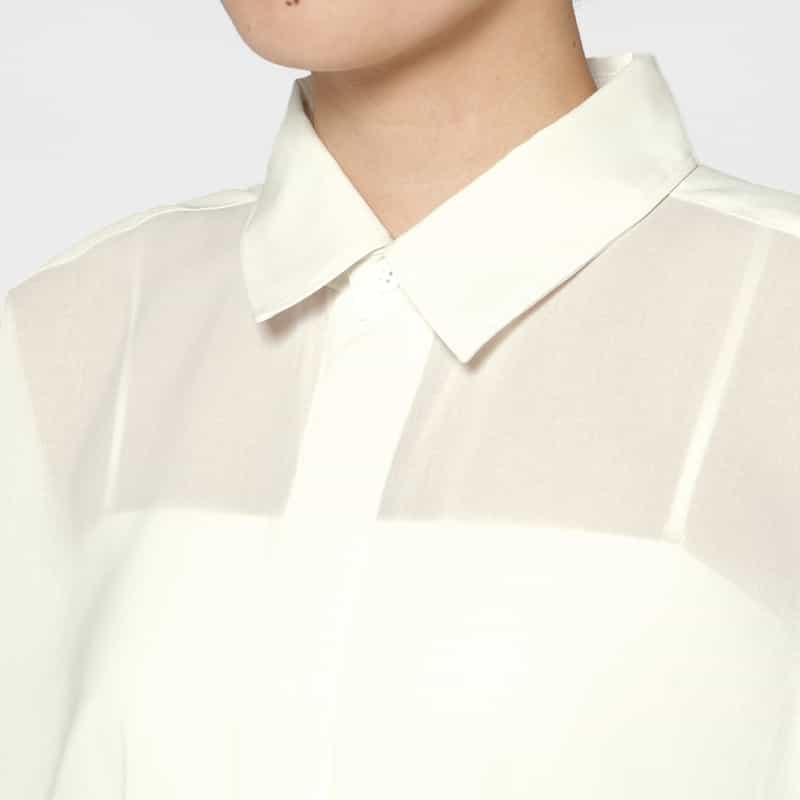 BARNEYS NEW YORK ウォッシャブル オーガンジー オーバーシャツ WHITE