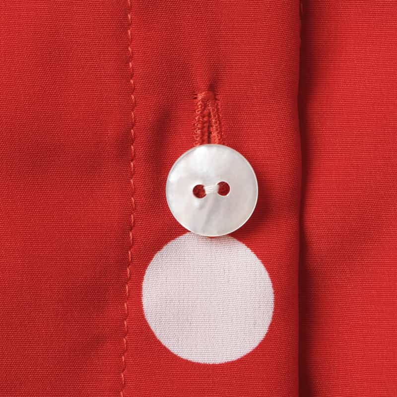 BARNEYS NEW YORK ウォッシャブル ドット柄 ノースリーブ アシンメトリーフレアヘムブラウス RED