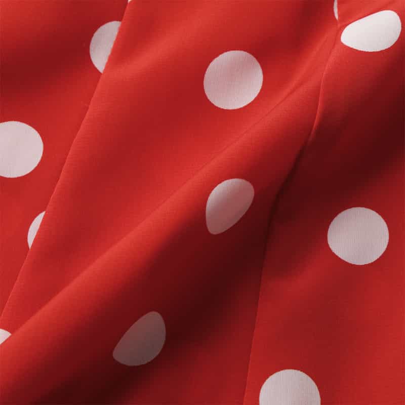 BARNEYS NEW YORK ウォッシャブル ドット柄 ノースリーブ アシンメトリーフレアヘムブラウス RED