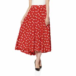 ウォッシャブル ドット柄フレアスカート