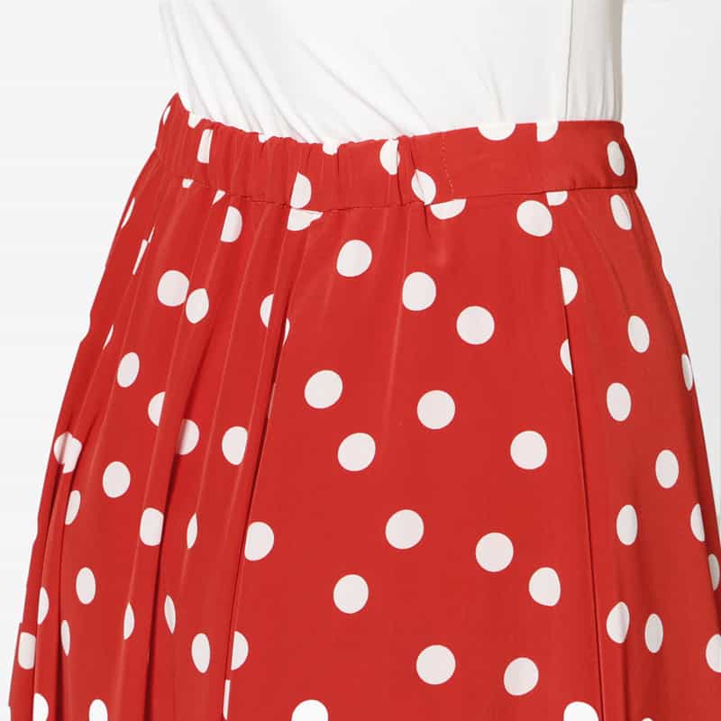 BARNEYS NEW YORK ウォッシャブル ドット柄フレアスカート RED