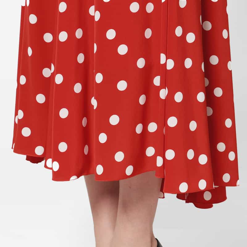 BARNEYS NEW YORK ウォッシャブル ドット柄フレアスカート RED