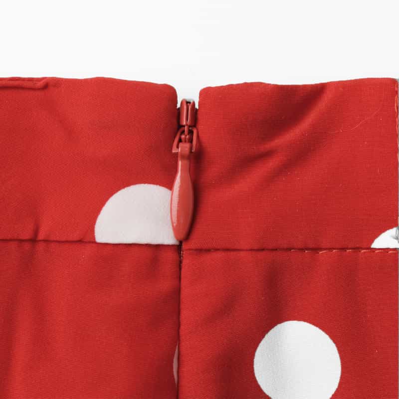 BARNEYS NEW YORK ウォッシャブル ドット柄フレアスカート RED