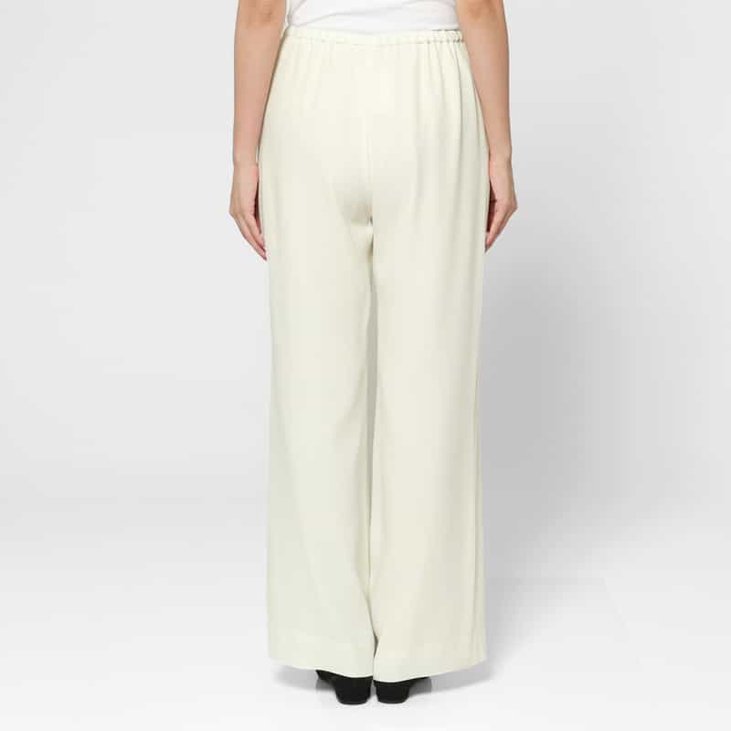 BARNEYS NEW YORK ウォッシャブル バックサテンジョーゼット ワイドパンツ IVORY