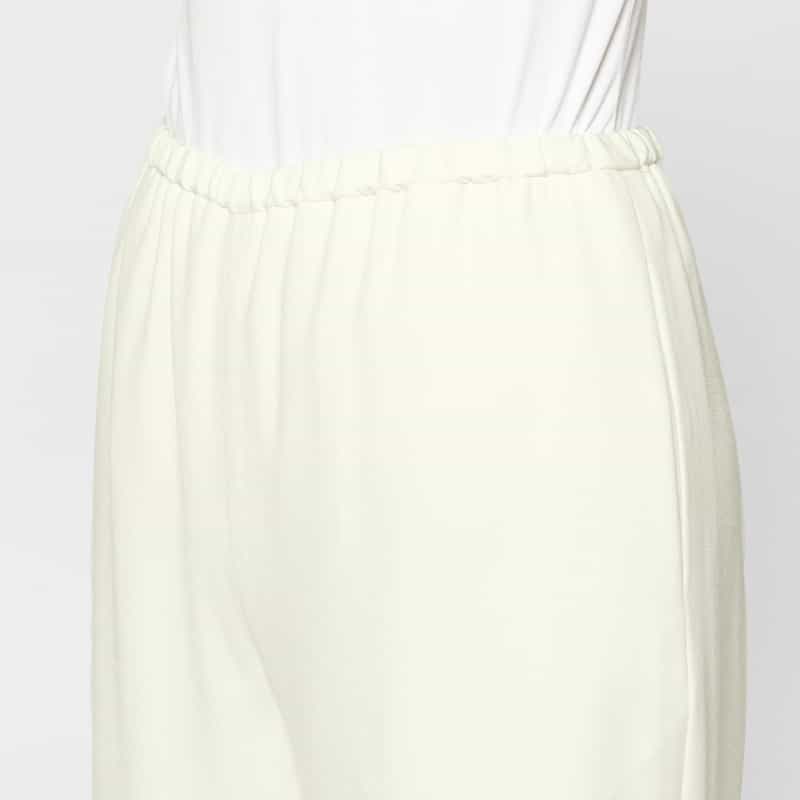 BARNEYS NEW YORK ウォッシャブル バックサテンジョーゼット ワイドパンツ IVORY