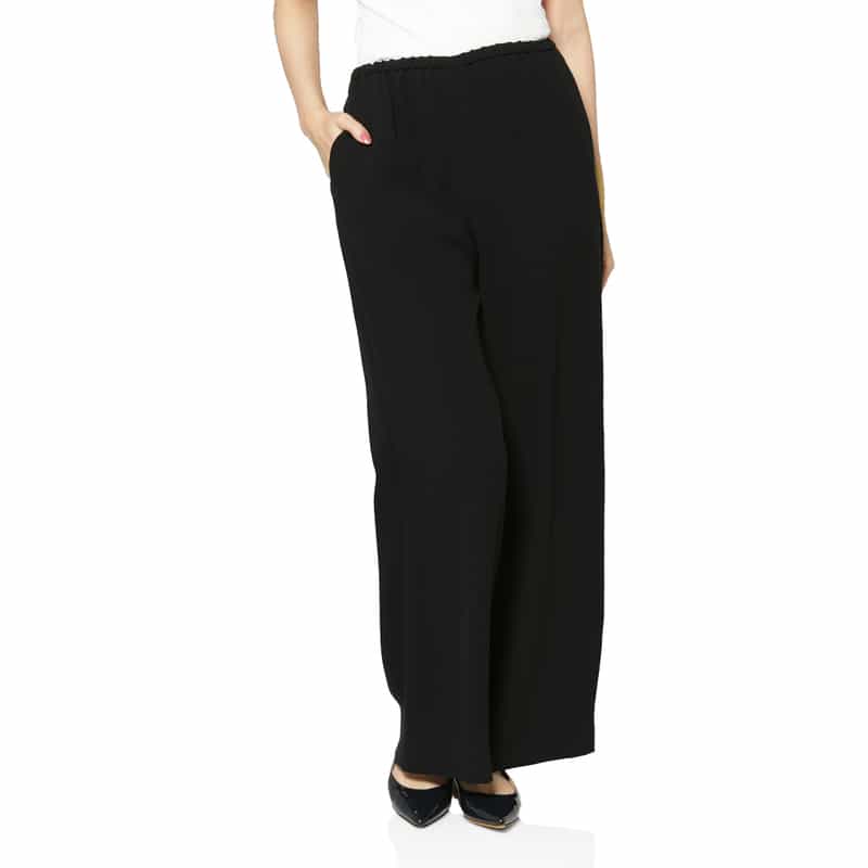 BARNEYS NEW YORK ウォッシャブル バックサテンジョーゼット ワイドパンツ BLACK