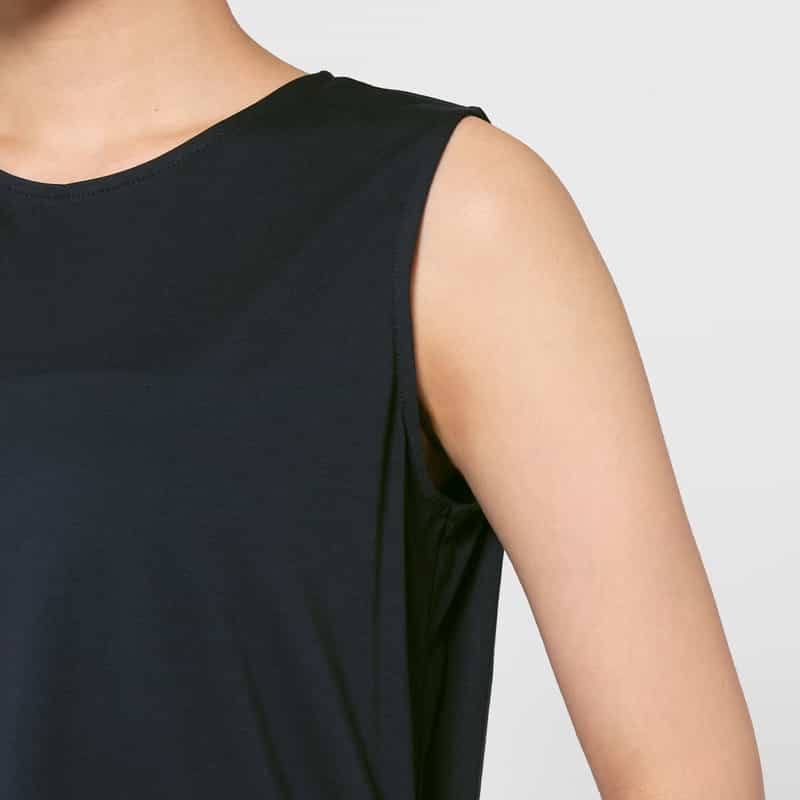 BARNEYS NEW YORK ウォッシャブル  カラートリムデザイン ノースリーブロングドレス NAVY