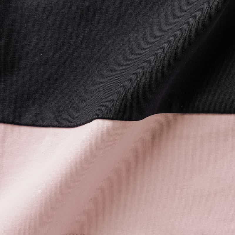 BARNEYS NEW YORK ウォッシャブル  カラートリムデザイン ノースリーブロングドレス BLACK