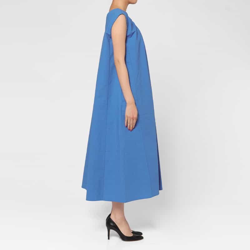 BARNEYS NEW YORK ウォッシャブル 前後2WAY シアサッカードレス BLUE