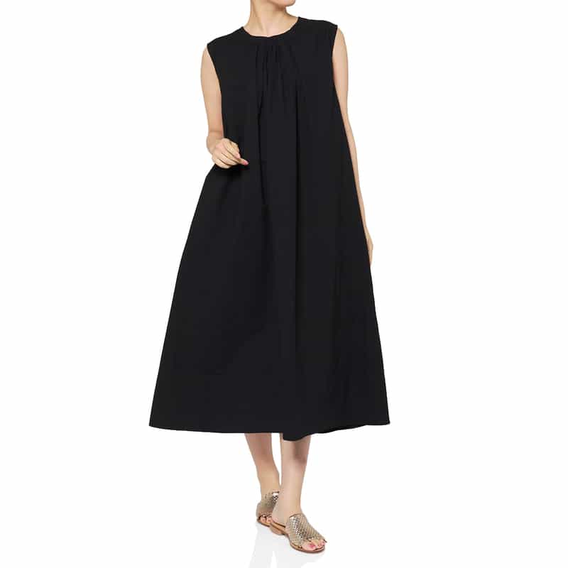 BARNEYS NEW YORK ウォッシャブル 前後2WAY シアサッカードレス BLACK