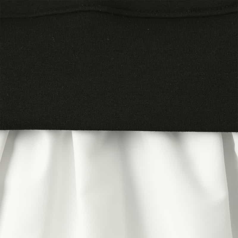 BARNEYS NEW YORK ウォッシャブル 異素材コンビネーション フレアヘムプルオーバー BLACK