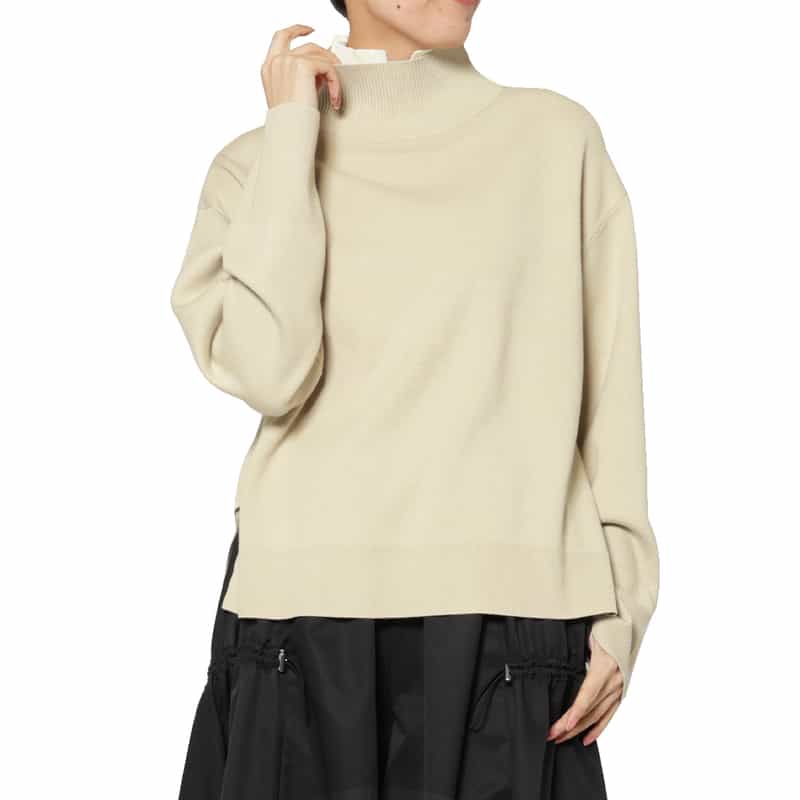 ウォッシャブル 2枚襟デザインニットプルオーバー