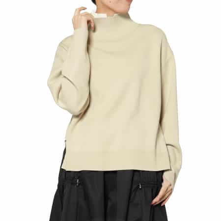 ウォッシャブル 2枚襟デザインニットプルオーバー