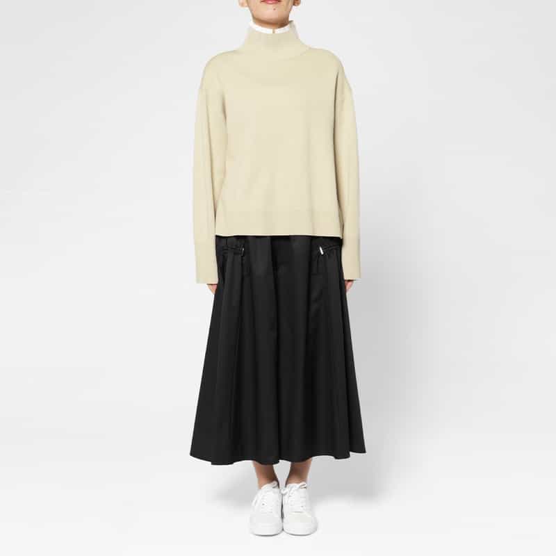 BARNEYS NEW YORK ウォッシャブル 2枚襟デザインニットプルオーバー BEIGE